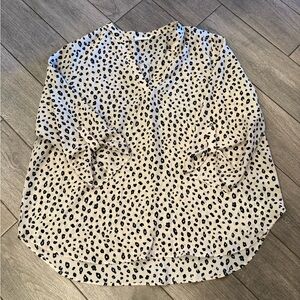 Lush Cream and Black Leopard Print V-Neck Blouse